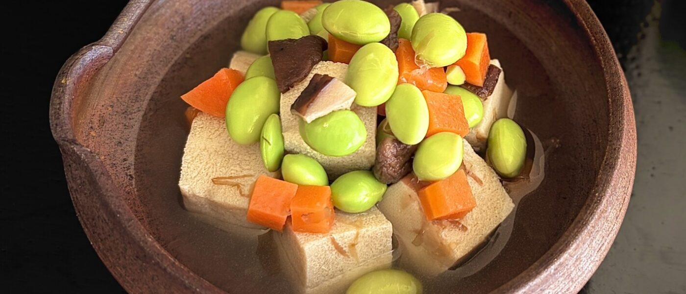 🫛汁たっぷり！むき枝豆と高野豆腐の煮物【うめたま食堂の冷凍野菜日和】その６