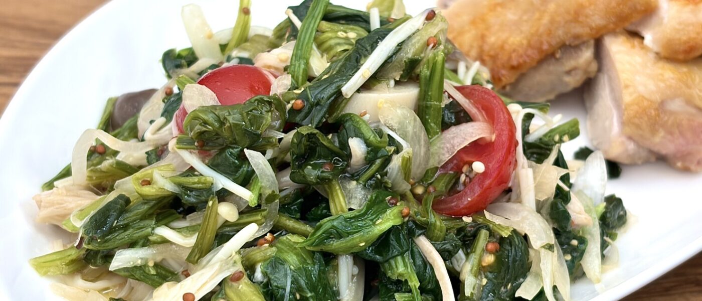 🥬温・冷 両方いける👍ほうれん草ときのこのマスタードマリネ【うめたま食堂の冷凍野菜日和】その８